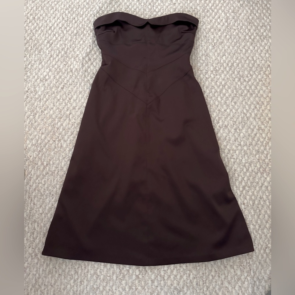 RW&CO Brown Strapless Satin Dress Size 4